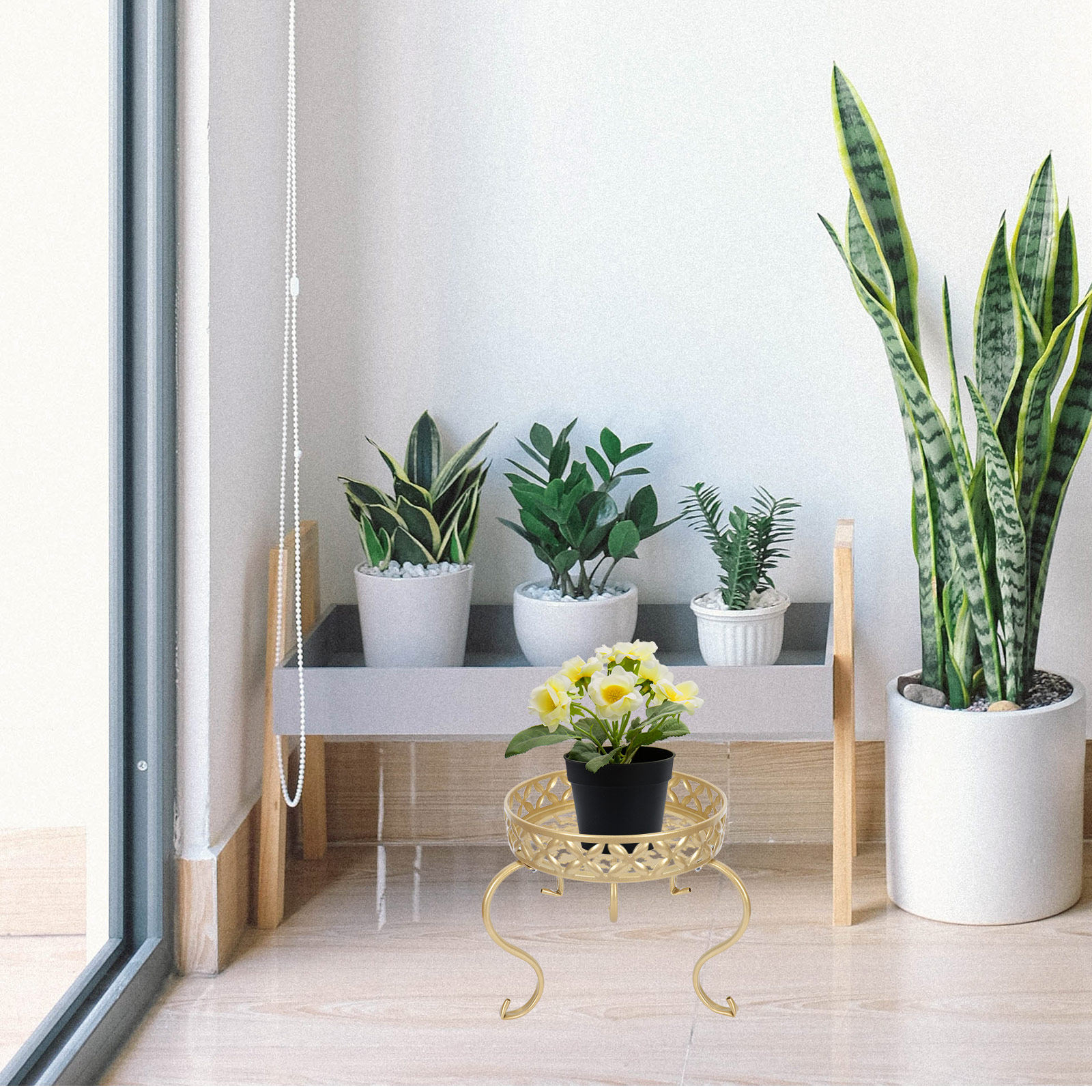 Iron Plant Stand Flower Pot Ta - Bonsai Garden Display Stands 评论和价格