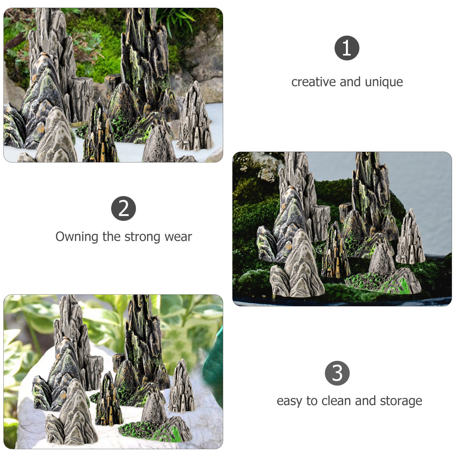 8Pcs Mini Resin Rockery Set Ze - Bonsai Zen Garden Set 评论和价格