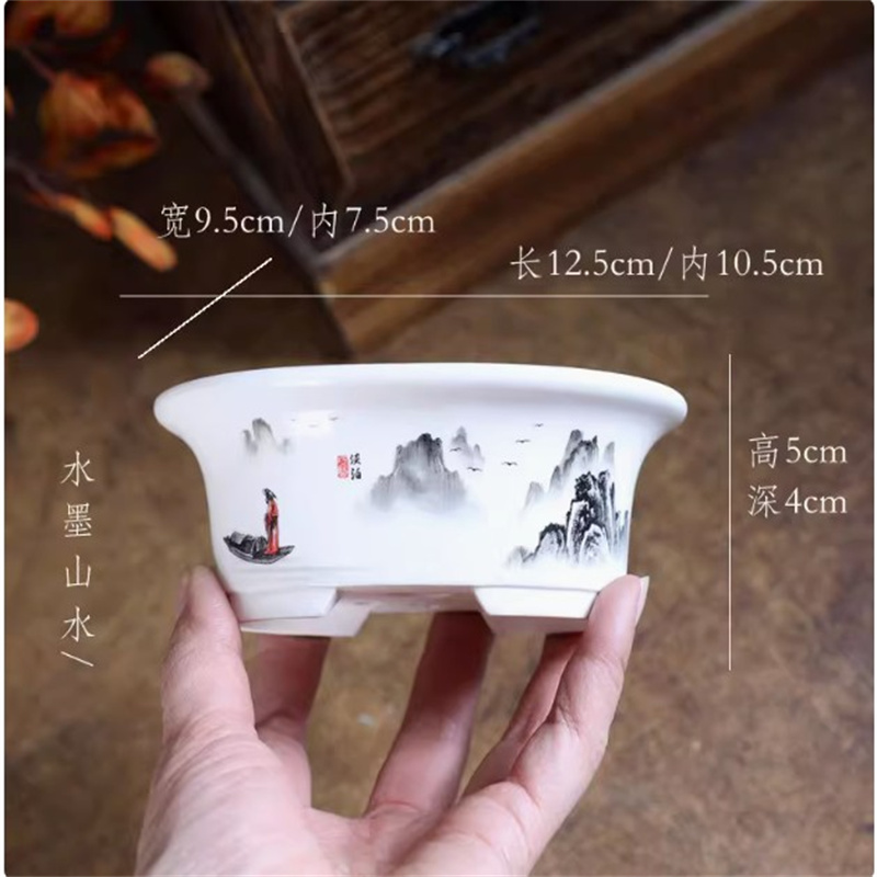 Porcelain White Oval Bonsai Po - Bonsai Garden Chinese Garden 评论和价格
