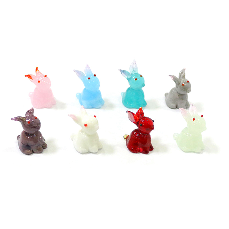 2pcs Mini Glass Bunny Figurine - Bonsai Garden Chinese Garden 评论和价格