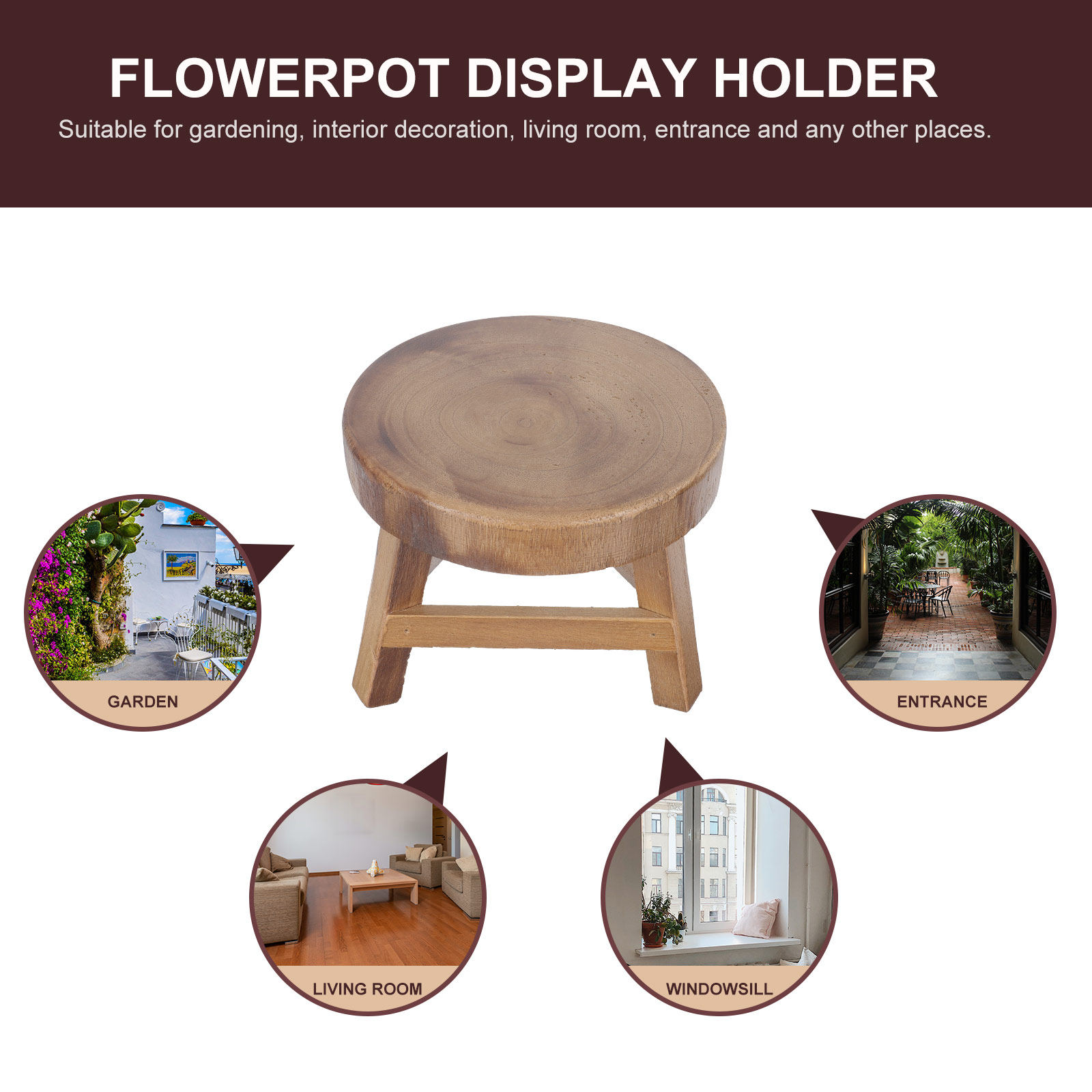 1Pcs Wooden Flower Pot Stand R - Bonsai Garden Display Stands 评论和价格